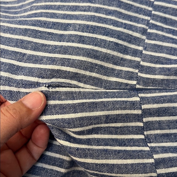 BEACH LUNCH LOUNGE LINEN BLUE & WHITE JUMPSUIT LARGE - Picture 12 of 16